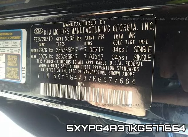 5XYPG4A37KG577664 фото 8