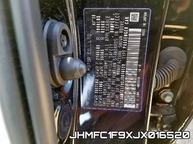 JHMFC1F9XJX016520 фото 2