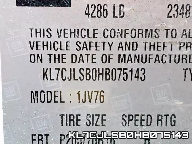 KL7CJLSB0HB075143 фото 2