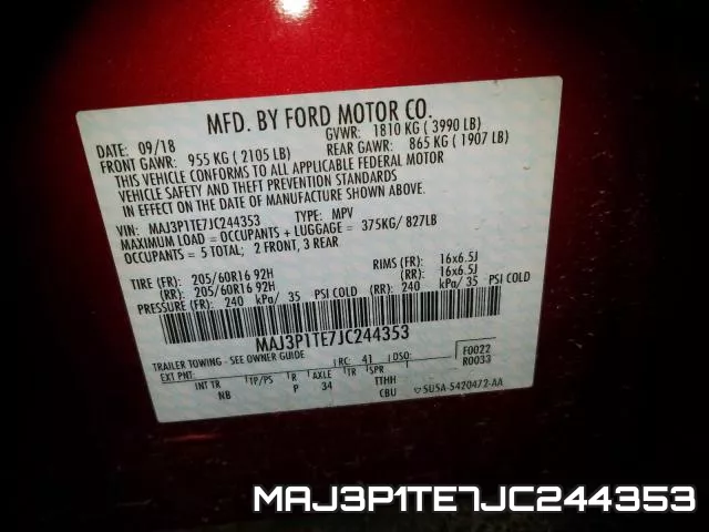 MAJ3P1TE7JC244353 фото 2