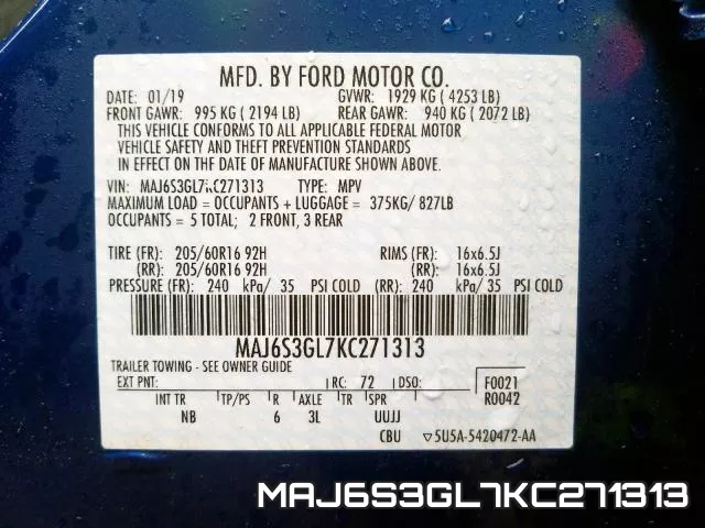 MAJ6S3GL7KC271313 фото 2