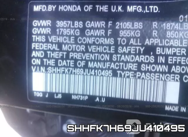 SHHFK7H69JU410495 фото 10