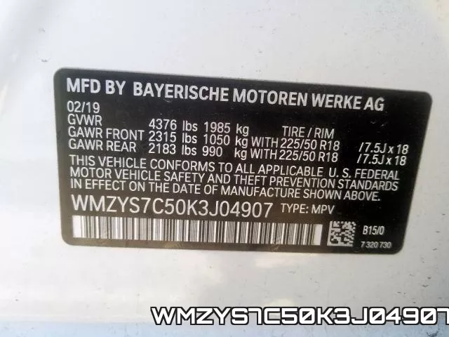 WMZYS7C50K3J04907 фото 2