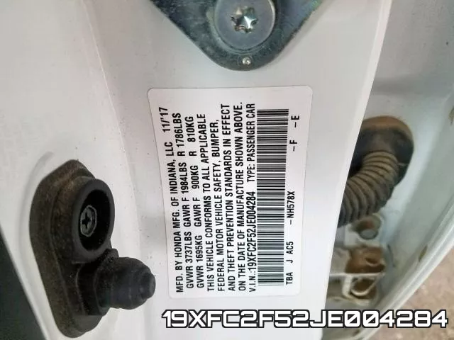 19XFC2F52JE004284 фото 2