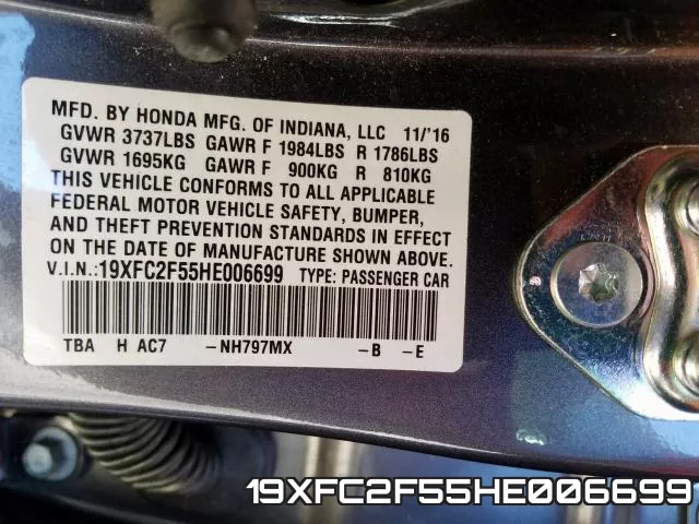19XFC2F55HE006699 фото 2