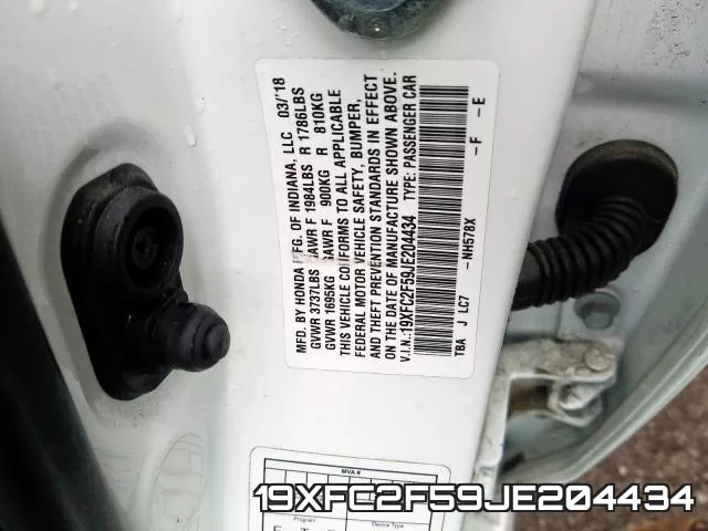 19XFC2F59JE204434 фото 2