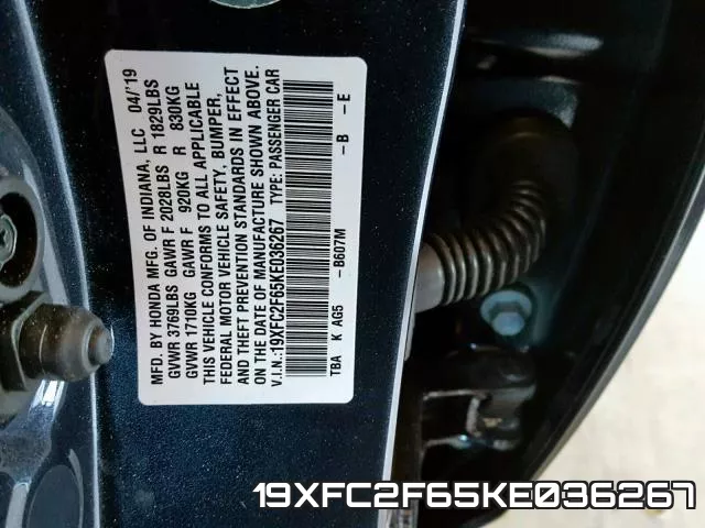 19XFC2F65KE036267 фото 2