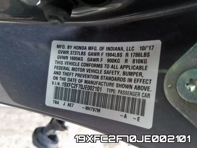 19XFC2F70JE002101 фото 2