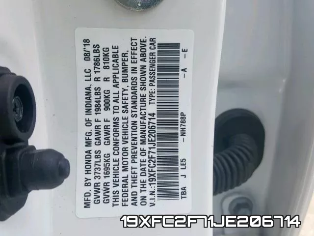 19XFC2F71JE206714 фото 2