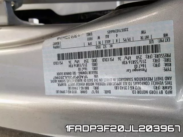 1FADP3F20JL203967 фото 2