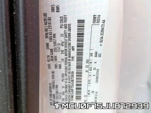 1FMCU0F75JUB72939 фото 2