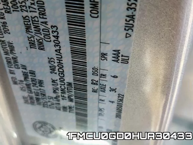 1FMCU0GD0HUA30433 фото 2