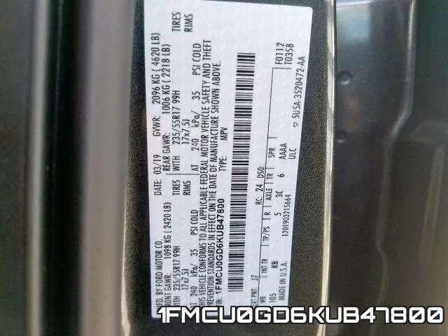 1FMCU0GD6KUB47800 фото 2