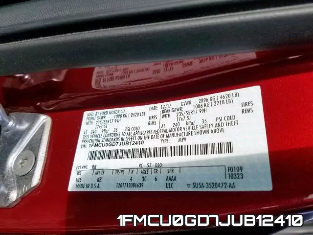 1FMCU0GD7JUB12410 фото 2