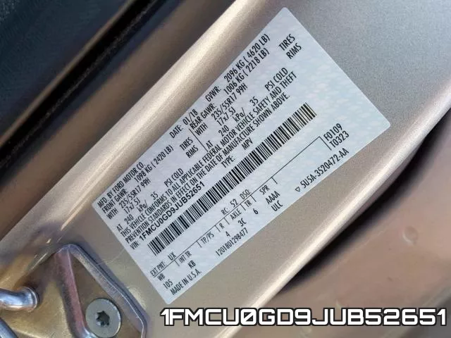 1FMCU0GD9JUB52651 фото 2