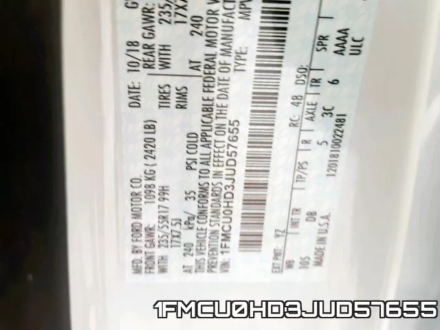 1FMCU0HD3JUD57655 фото 2