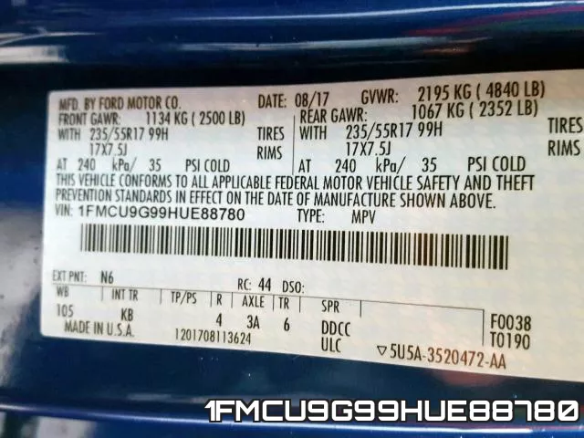 1FMCU9G99HUE88780 фото 2