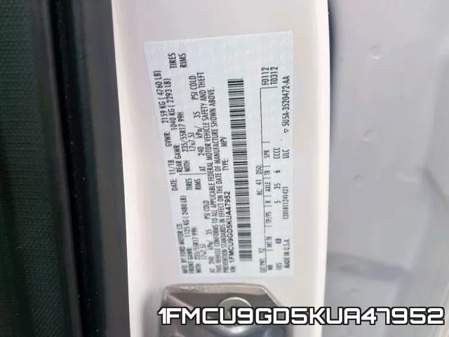 1FMCU9GD5KUA47952 фото 2