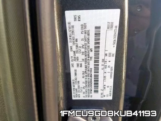 1FMCU9GD8KUB41193 фото 2
