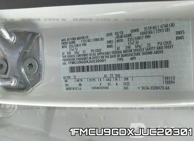 1FMCU9GDXJUC20301 фото 9