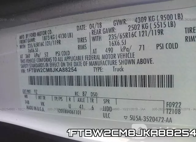1FTBW2CM8JKA88254 фото 7