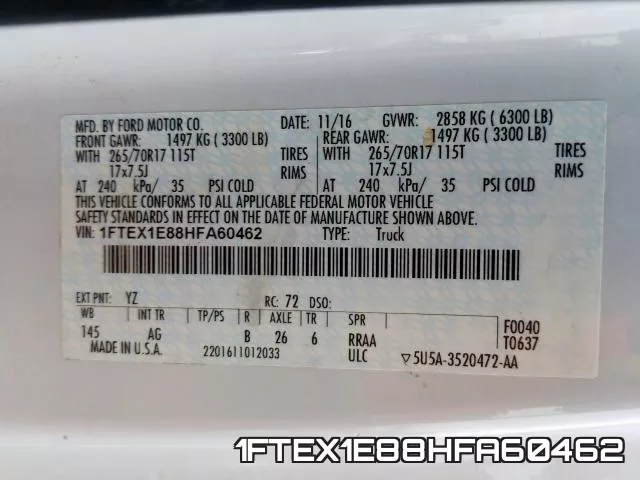 1FTEX1E88HFA60462 фото 2