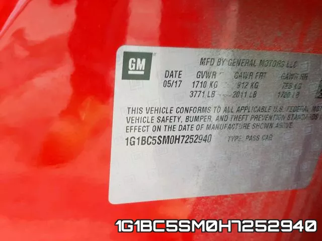 1G1BC5SM0H7252940 фото 2