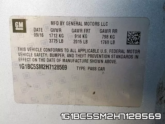1G1BC5SM2H7128569 фото 2