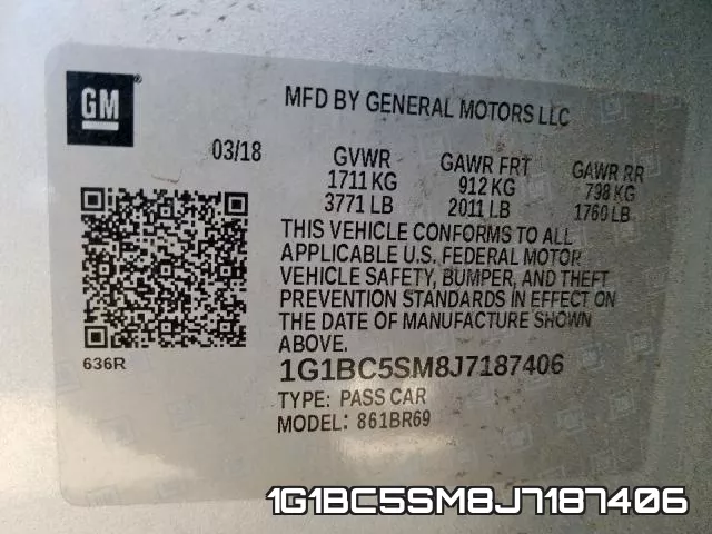 1G1BC5SM8J7187406 фото 2