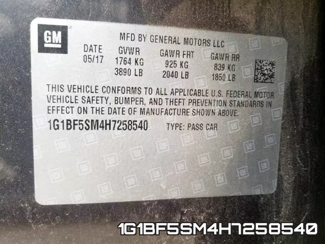 1G1BF5SM4H7258540 фото 2