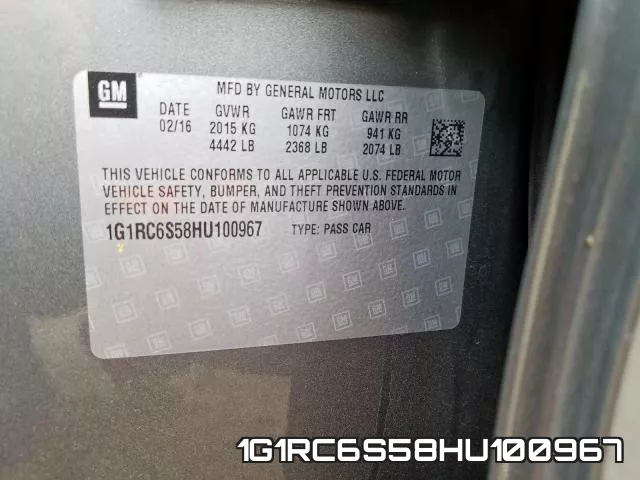 1G1RC6S58HU100967 фото 2