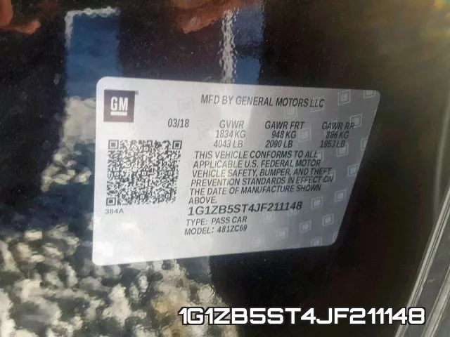 1G1ZB5ST4JF211148 фото 2