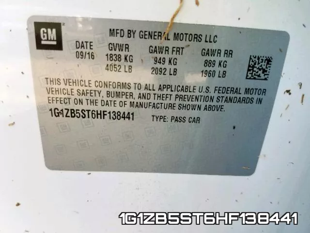 1G1ZB5ST6HF138441 фото 2