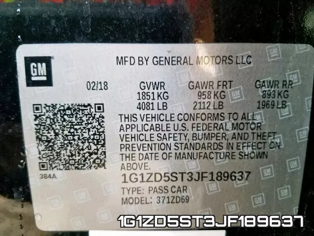 1G1ZD5ST3JF189637 фото 2