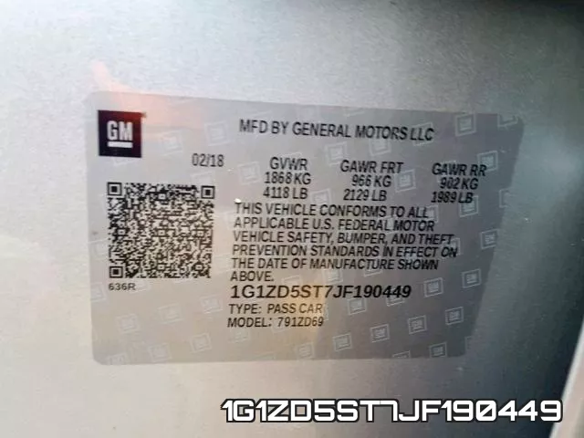 1G1ZD5ST7JF190449 фото 2