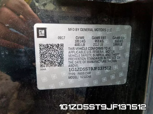 1G1ZD5ST9JF137512 фото 2