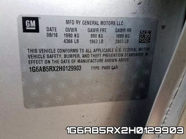 1G6AB5RX2H0129903 фото 2