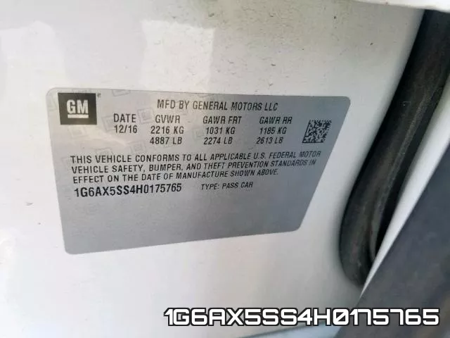 1G6AX5SS4H0175765 фото 2