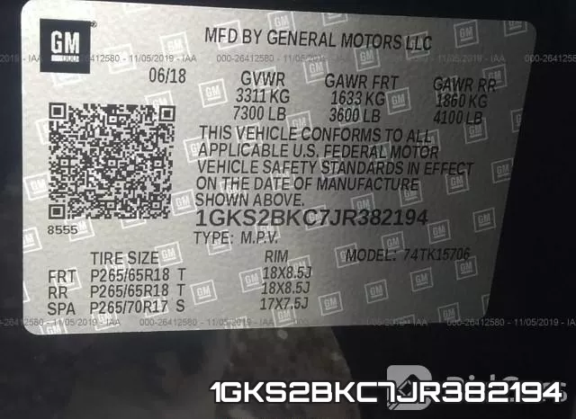1GKS2BKC7JR382194 фото 8