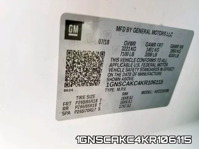 1GNSCAKC4KR106115 фото 2