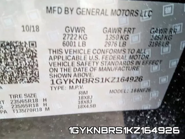 1GYKNBRS1KZ164926 фото 2