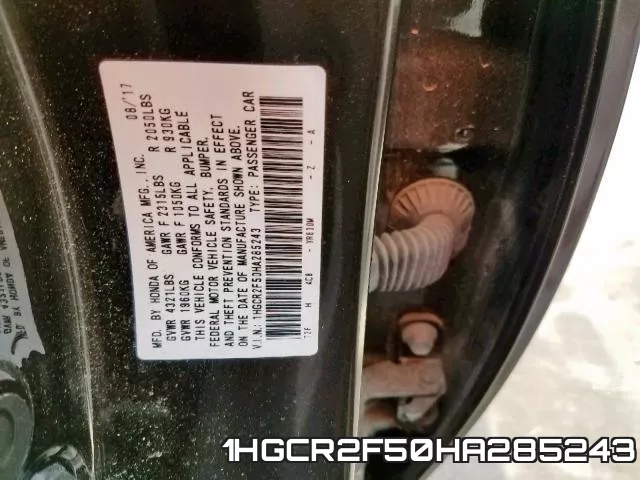 1HGCR2F50HA285243 фото 2