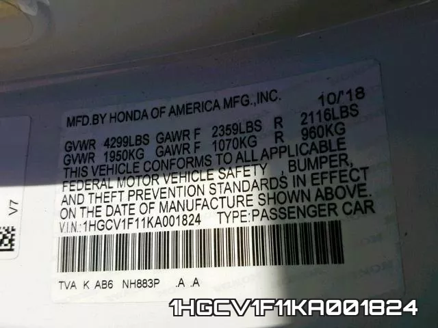 1HGCV1F11KA001824 фото 2