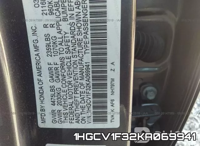 1HGCV1F32KA069941 фото 10