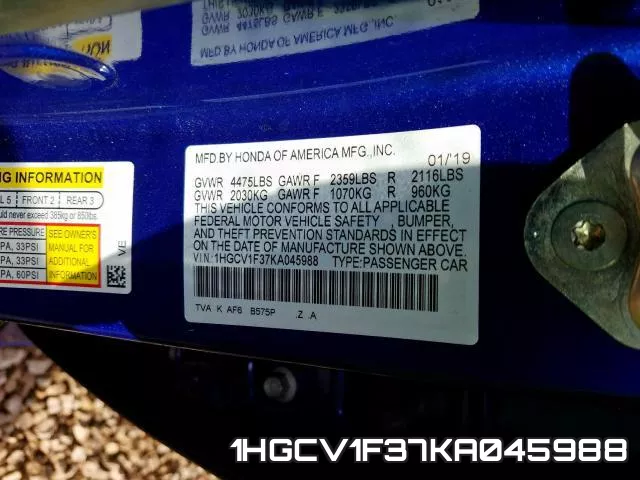 1HGCV1F37KA045988 фото 2