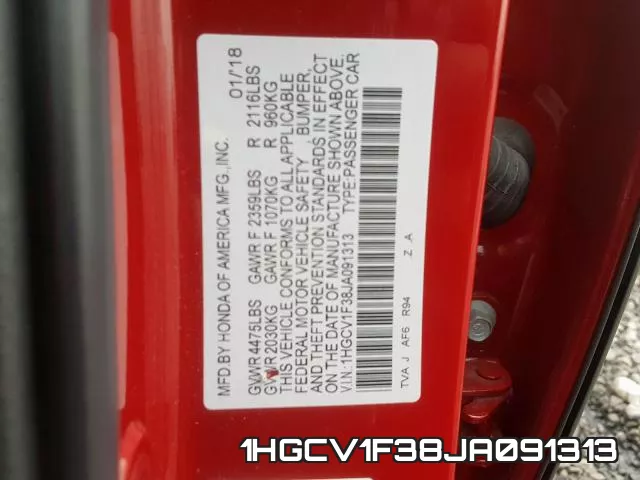 1HGCV1F38JA091313 фото 2