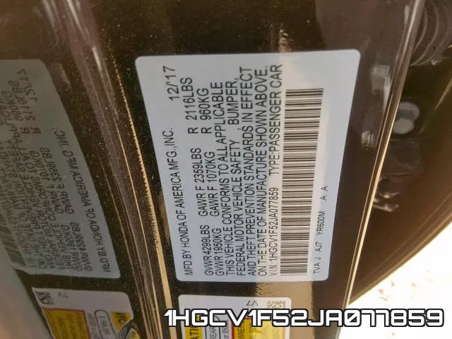 1HGCV1F52JA077859 фото 2