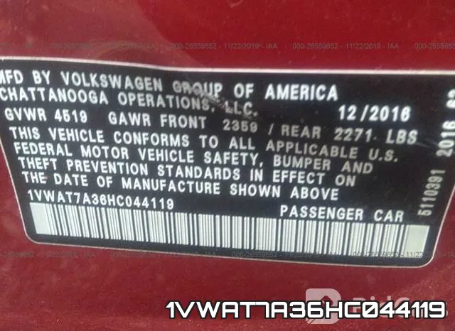 1VWAT7A36HC044119 фото 7