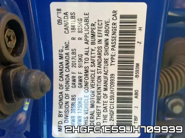 2HGFC1E59JH709939 фото 2