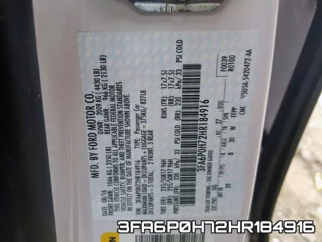 3FA6P0H72HR184916 фото 2
